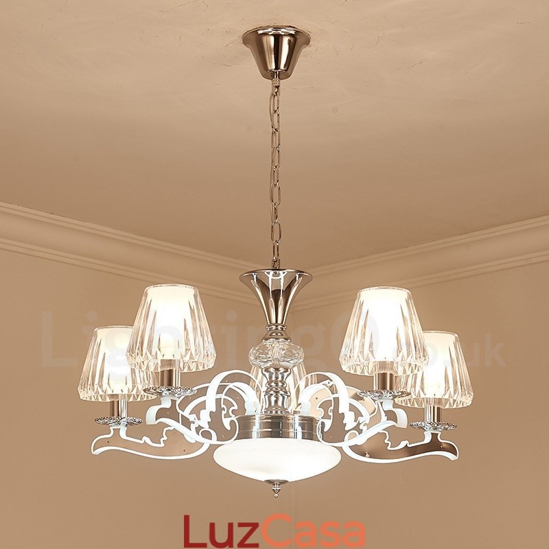 Lustre de cristal de luxo retrô rústico com cúpula de vidro