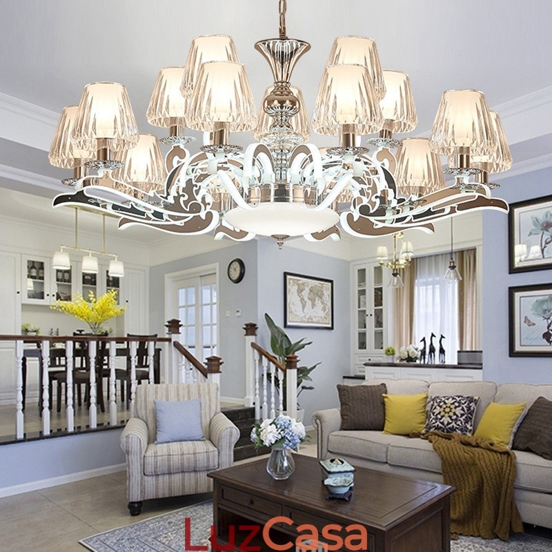 Lustre de cristal de luxo retrô rústico com cúpula de vidro