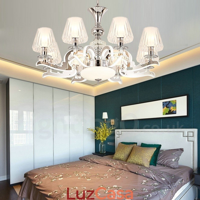 Lustre de cristal de luxo retrô rústico com cúpula de vidro