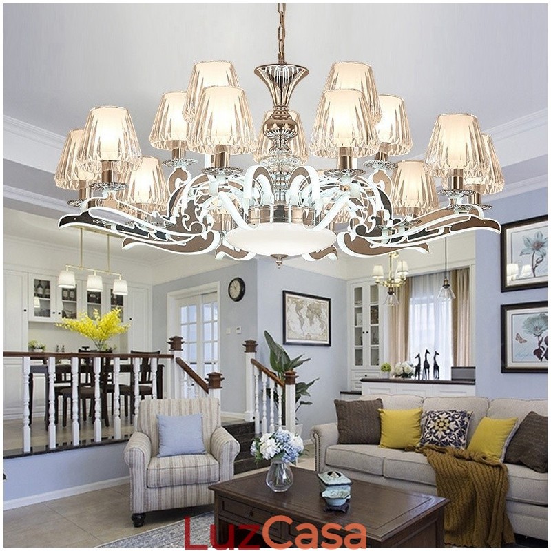 Lustre de cristal de luxo retrô rústico com cúpula de vidro