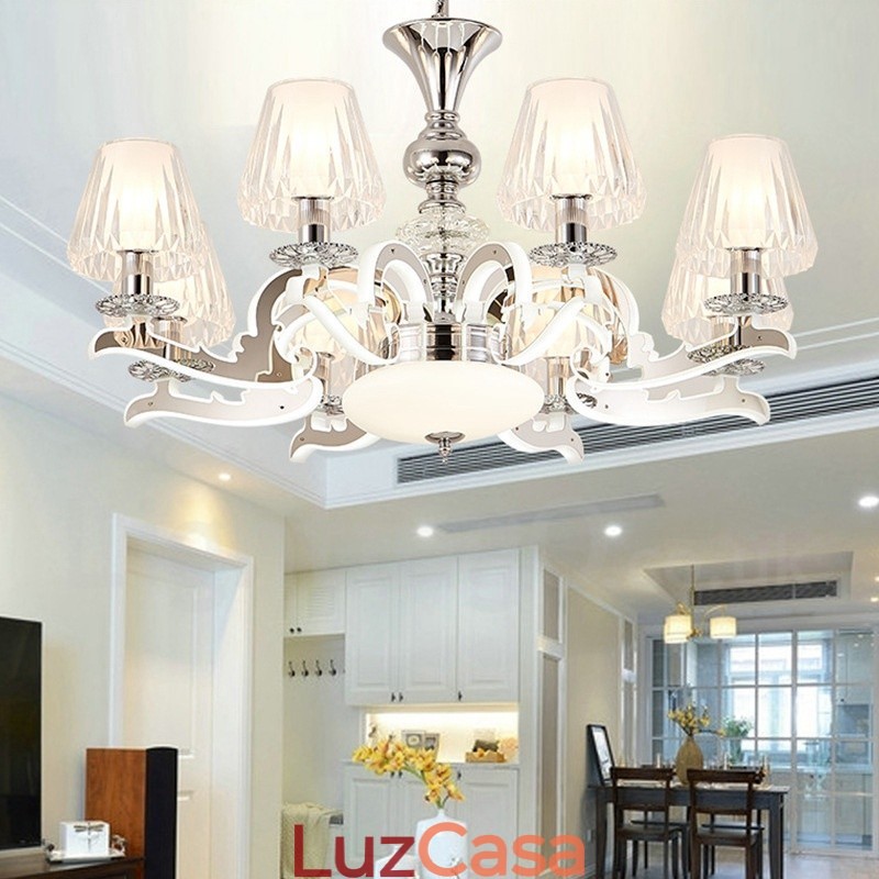 Lustre de cristal de luxo retrô rústico com cúpula de vidro