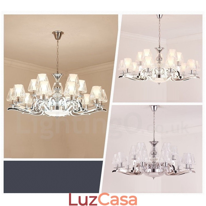 Lustre de cristal de luxo retrô rústico com cúpula de vidro