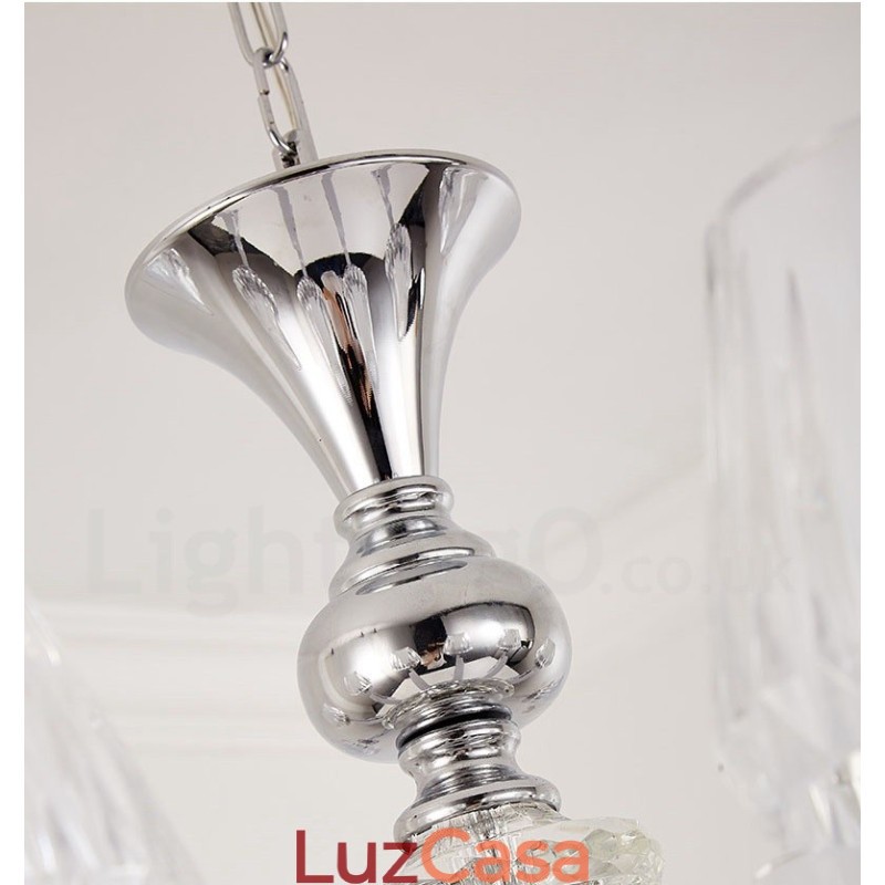 Lustre de cristal de luxo retrô rústico com cúpula de vidro