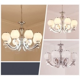 Lustre pendente de luxo contemporâneo moderno de 8 luzes com cúpula de vidro