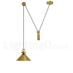 Luminária pendente estilo nórdico moderno contemporâneo de cobre puro, luminária de teto de latão com elevação e queda
