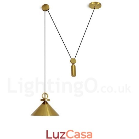 Luminária pendente estilo nórdico moderno contemporâneo de cobre puro, luminária de teto de latão com elevação e queda Luminária pendente estilo nórdico moderno contemporâneo de cobre puro, luminária de teto de latão com elevação e queda