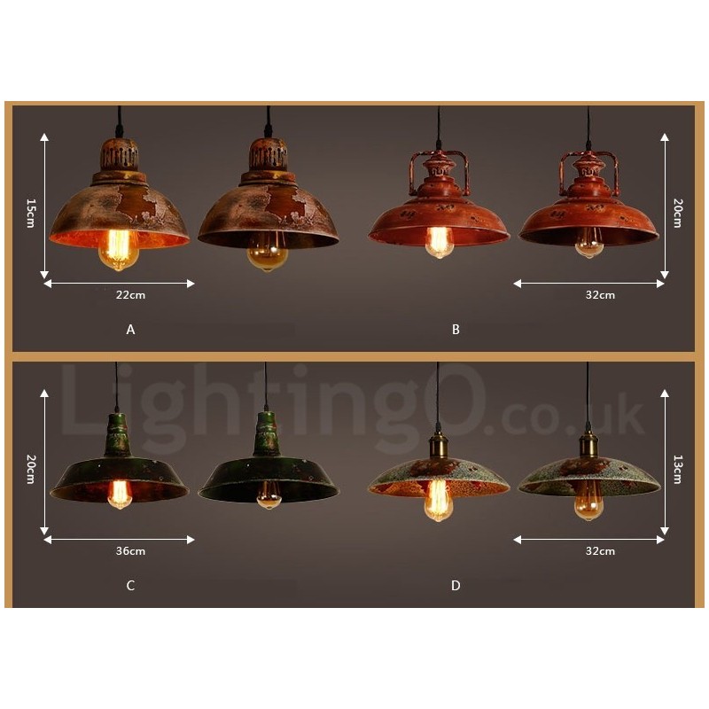 1 Luz Rústica Lodge Retro Vintage Pendente Luz Loft