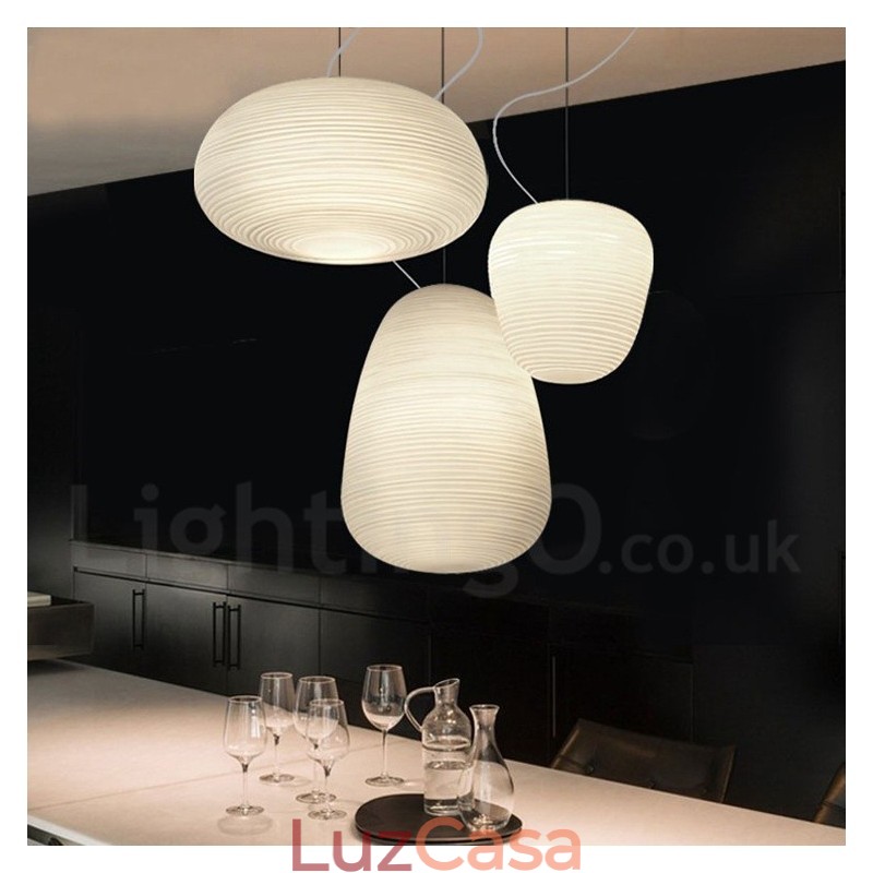 1 Luminária de teto pendente moderna e contemporânea com cúpula de vidro