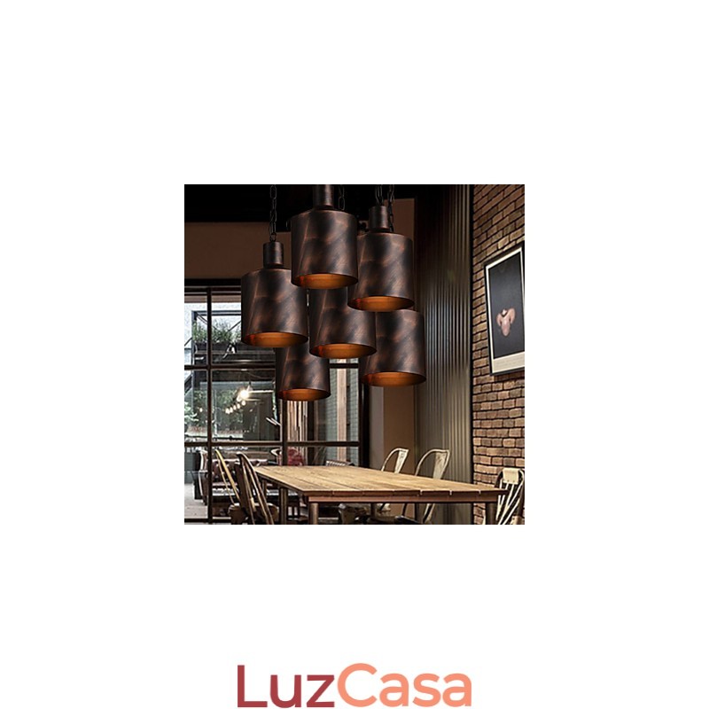 Lustre rústico Lodge Drum Metal Pendant Light
