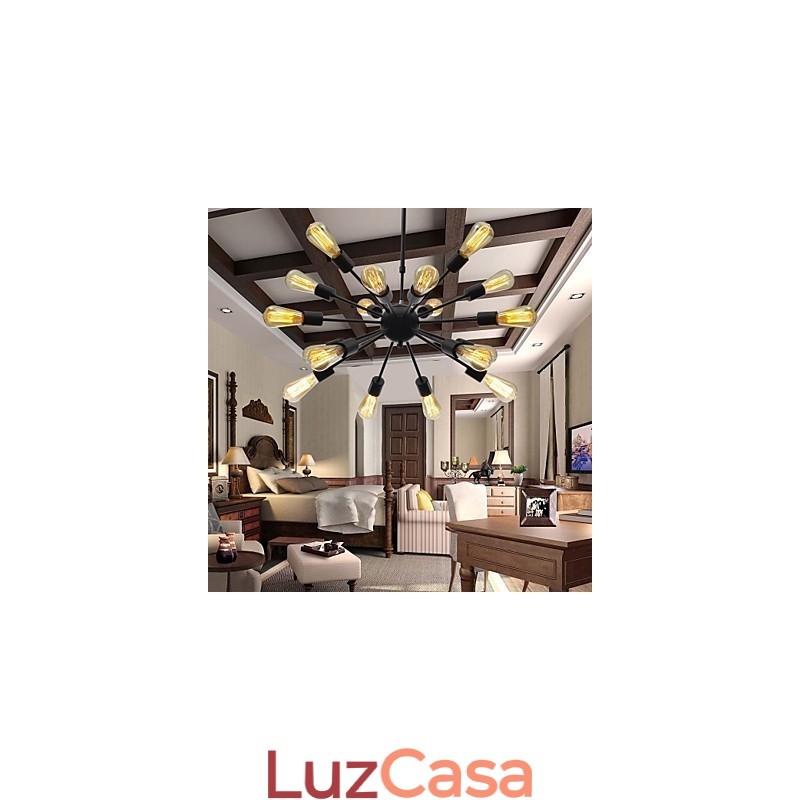 Lustre minimalista radial de 18 luzes estilo norte-americano