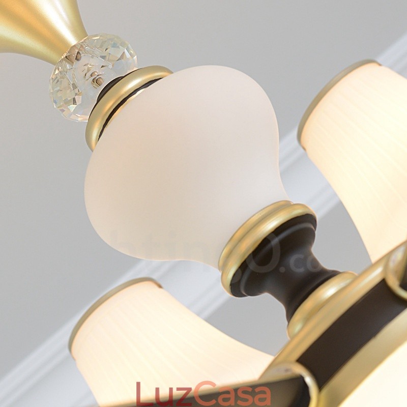 Lustre moderno contemporâneo retrô de luxo em cristal com abajur de vidro