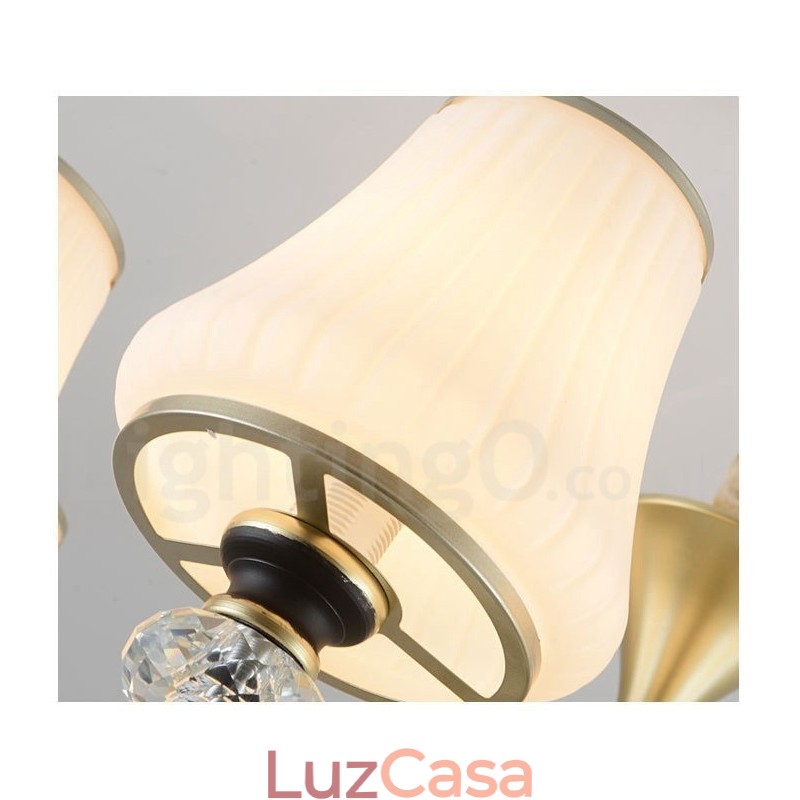 Lustre moderno contemporâneo retrô de luxo em cristal com abajur de vidro