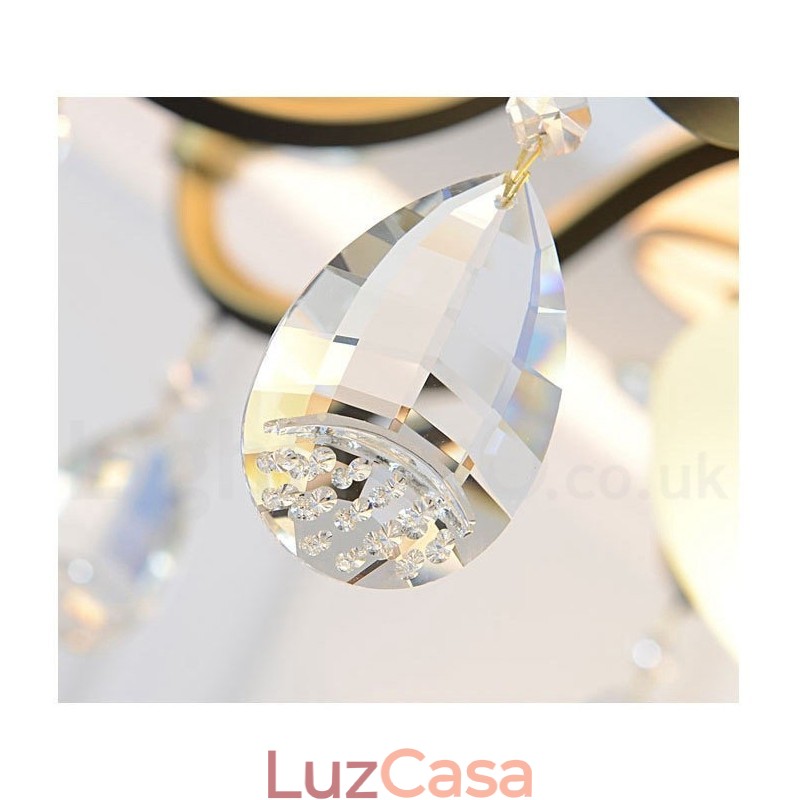 Lustre moderno contemporâneo retrô de luxo em cristal com abajur de vidro