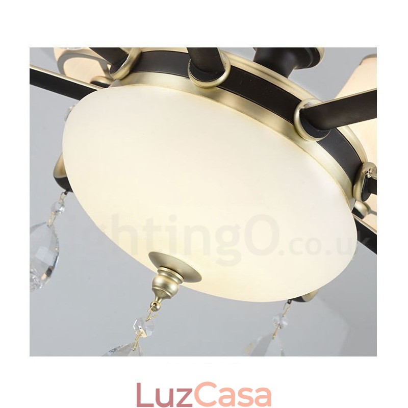 Lustre moderno contemporâneo retrô de luxo em cristal com abajur de vidro