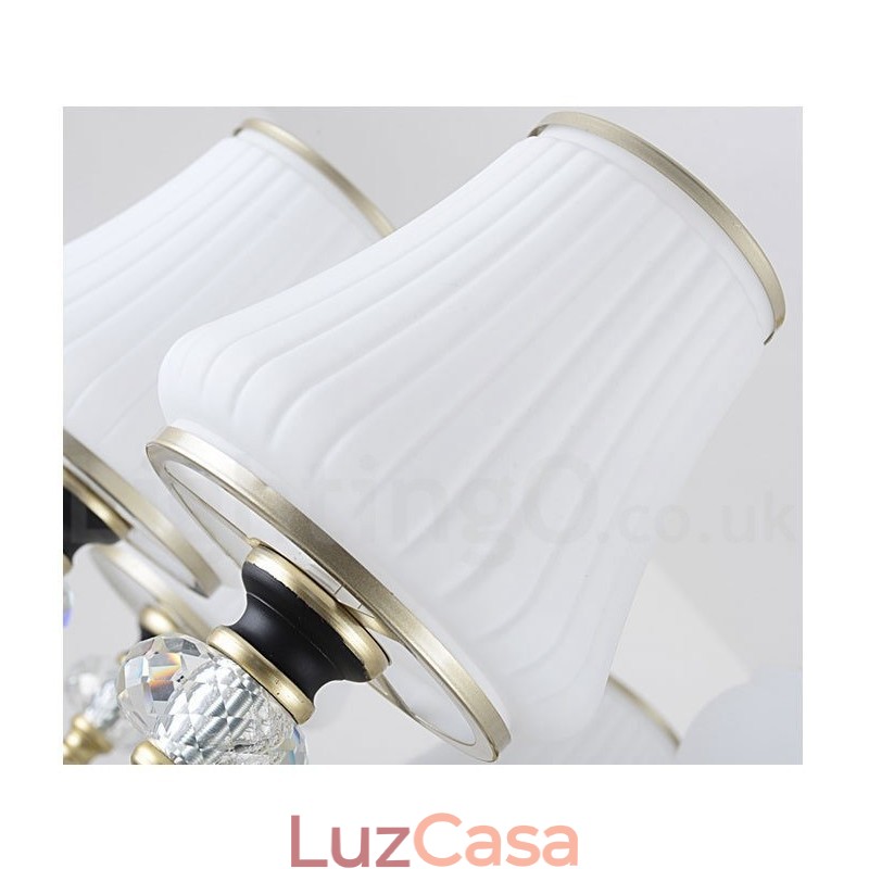 Lustre moderno contemporâneo retrô de luxo em cristal com abajur de vidro