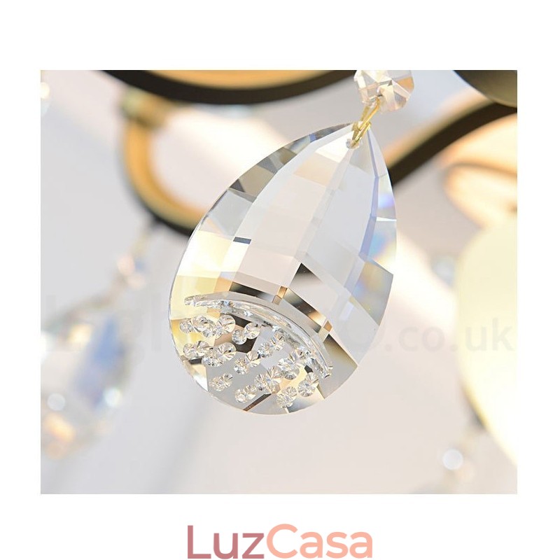 Lustre moderno contemporâneo retrô de luxo em cristal com abajur de vidro