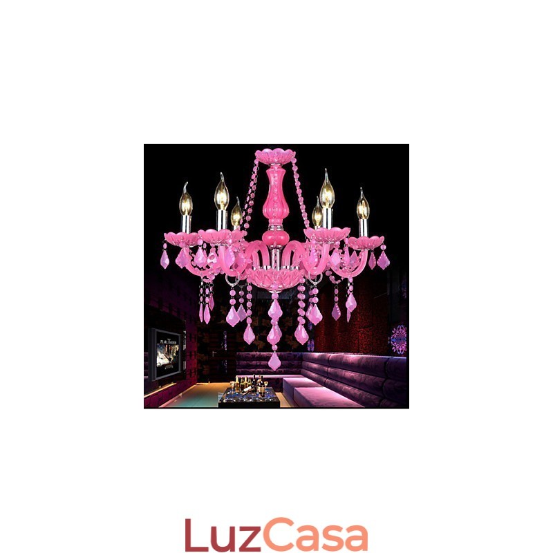 Lâmpada de café Projeto Light Candle Cristal Luminária Pendente Rosa