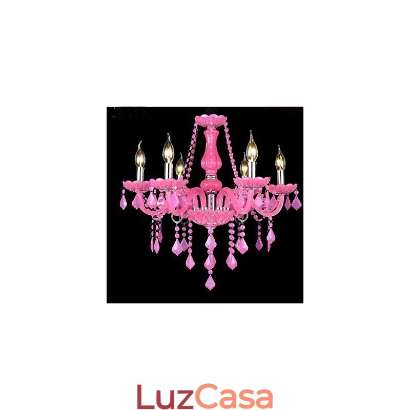 Lâmpada de café Projeto Light Candle Cristal Luminária Pendente Rosa