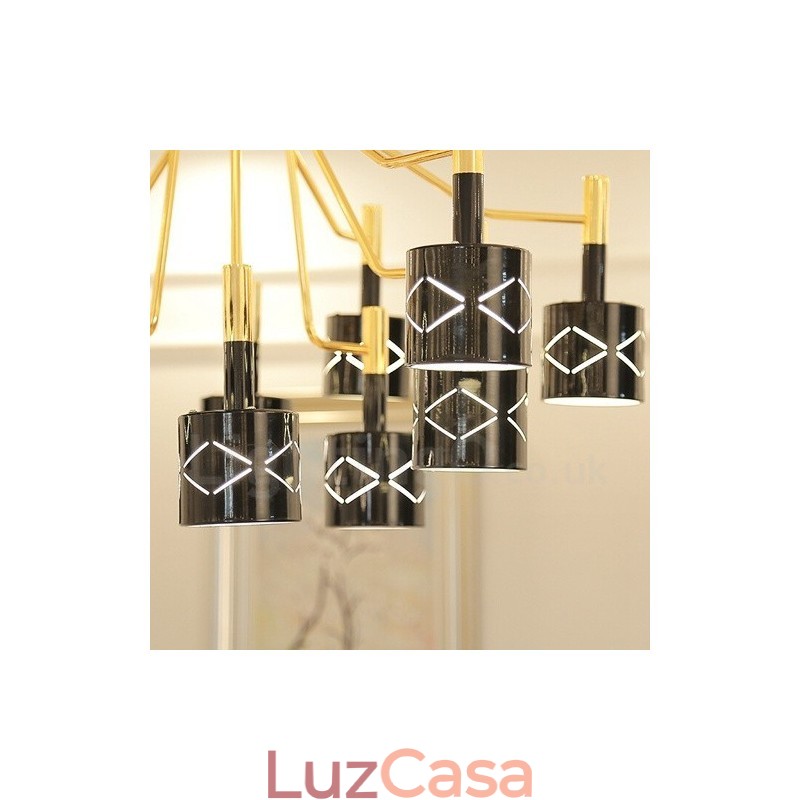 Lustre moderno contemporâneo de aço de 12 luzes com cúpula de aço