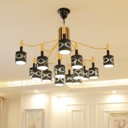 Lustre moderno contemporâneo de aço de 15 luzes com cúpula de aço