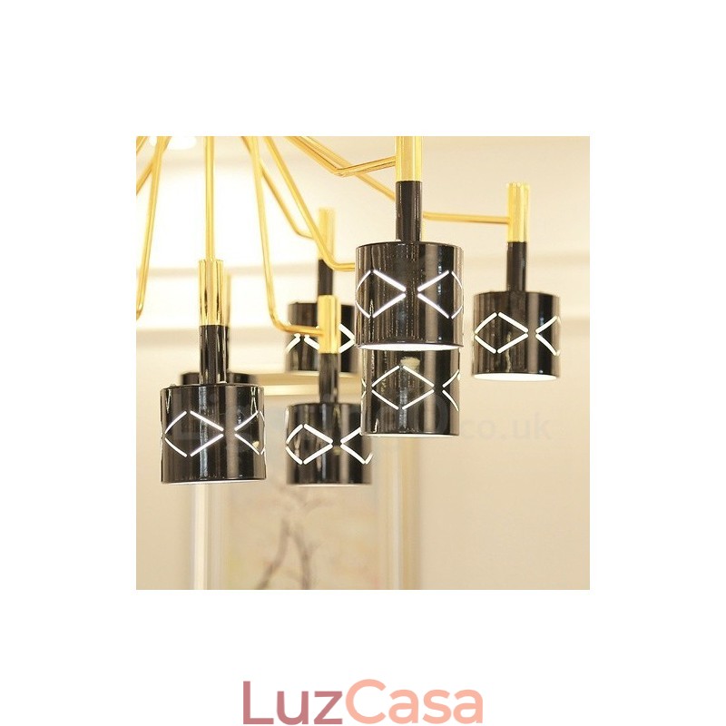 Lustre moderno contemporâneo de aço de 15 luzes com cúpula de aço