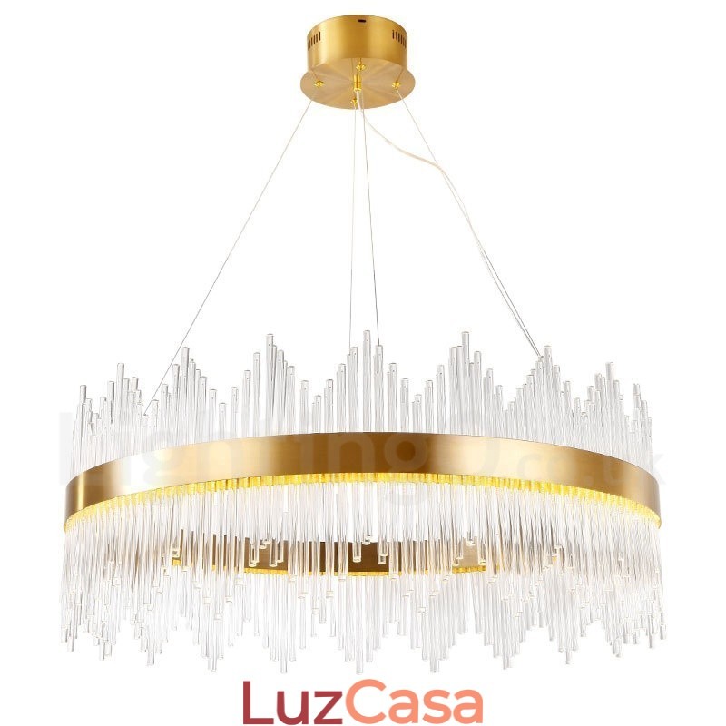 Luminária pendente moderna contemporânea em aço com cúpula de vidro