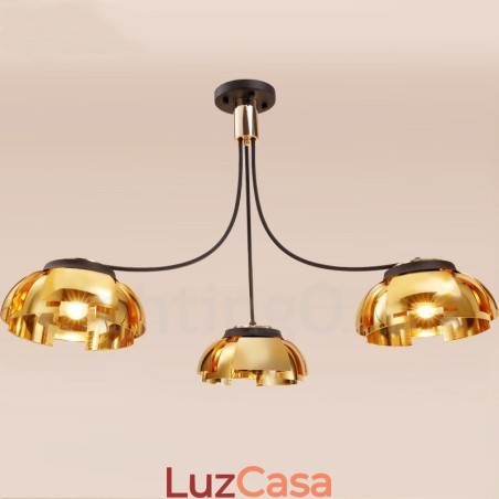 Lustre moderno contemporâneo de aço com 3 luzes e cúpula de acrílico Lustre moderno contemporâneo de aço com 3 luzes e cúpula de acrílico