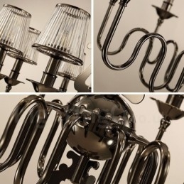 Lustre moderno contemporâneo de aço com 8 luzes e cúpula de acrílico