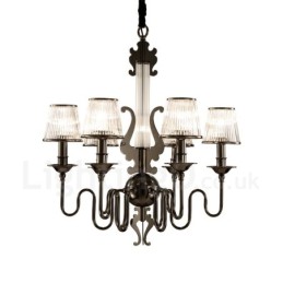 Lustre moderno contemporâneo de aço com 6 luzes e cúpula de acrílico