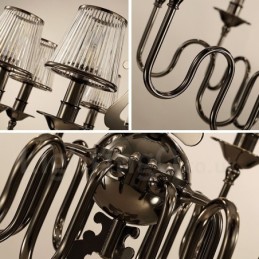 Lustre moderno contemporâneo de aço com 6 luzes e cúpula de acrílico