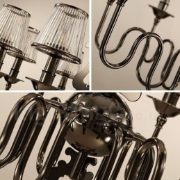 Lustre moderno contemporâneo de aço com 15 luzes e cúpula de acrílico