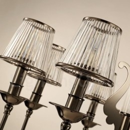 Lustre moderno contemporâneo de aço com 15 luzes e cúpula de acrílico
