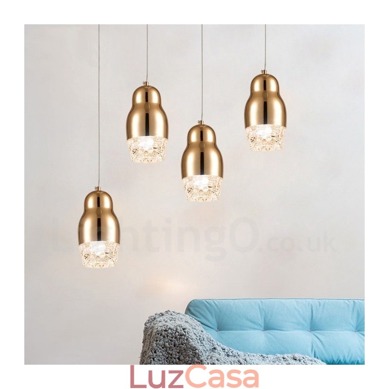 Luminária pendente moderna contemporânea de liga de alumínio com 1 luz e sombra de acrílico