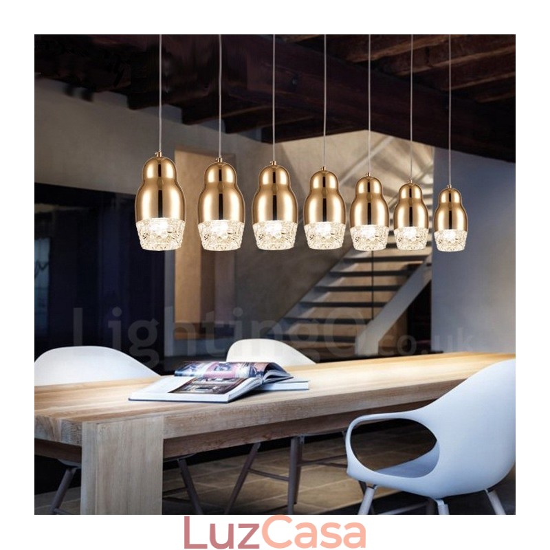 Luminária pendente moderna contemporânea de liga de alumínio com 1 luz e sombra de acrílico