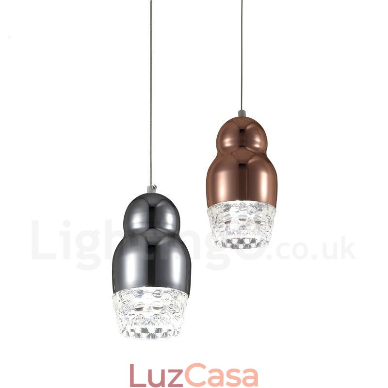 Luminária pendente moderna contemporânea de liga de alumínio com 1 luz e sombra de acrílico