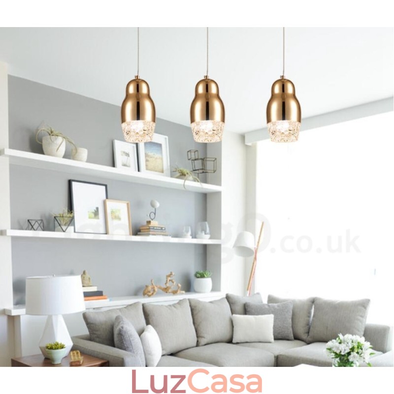Luminária pendente moderna contemporânea de liga de alumínio com 1 luz e sombra de acrílico