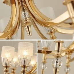 Lustre de aço mediterrâneo de 8 luzes com cúpula de vidro