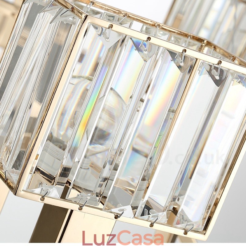 Luminária pendente moderna contemporânea de aço com 10 luzes e cúpula de cristal