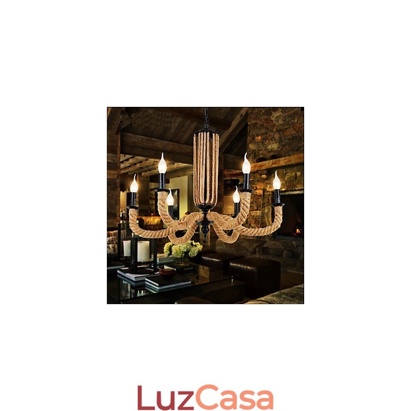 Lustre de corda retrô Lâmpada de ferro