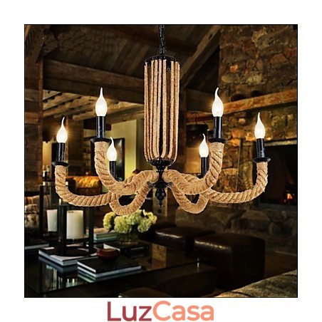 Lustre de corda retrô Lâmpada de ferro Lustre de corda retrô Lâmpada de ferro