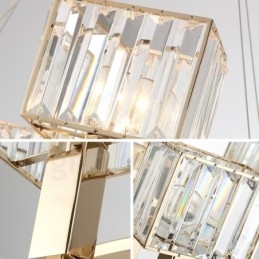 Luminária pendente moderna contemporânea de aço com 8 luzes e cúpula de cristal