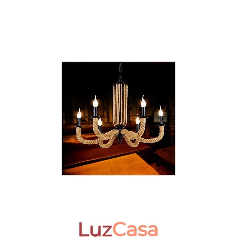 Lustre de corda retrô Lâmpada de ferro