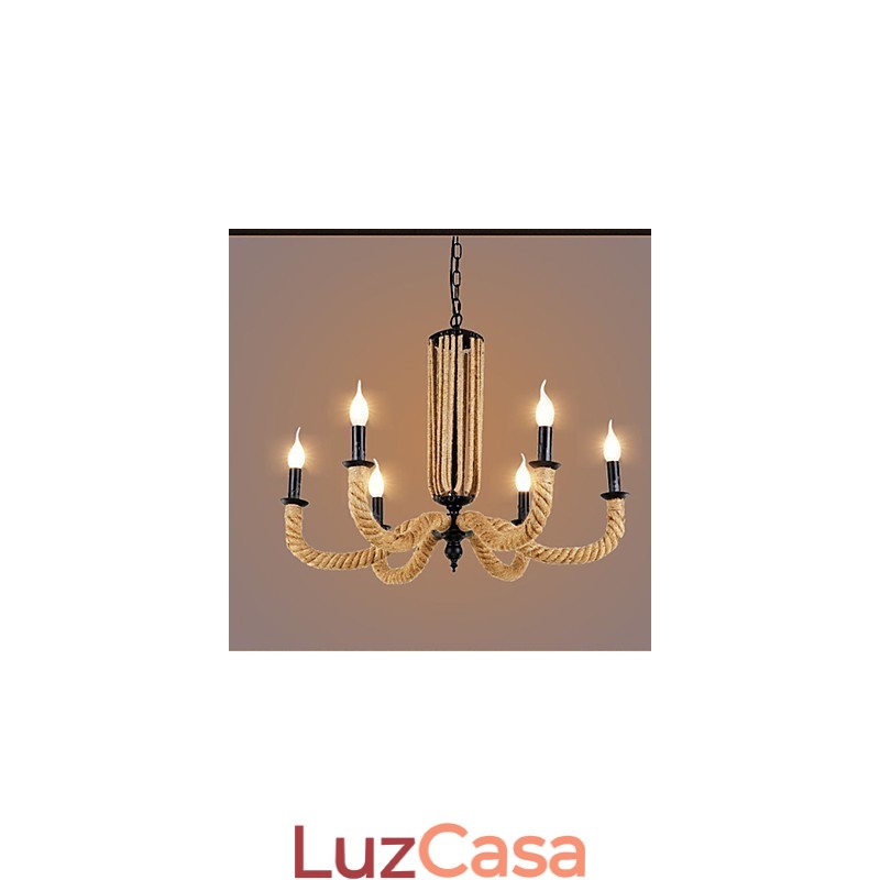 Lustre de corda retrô Lâmpada de ferro