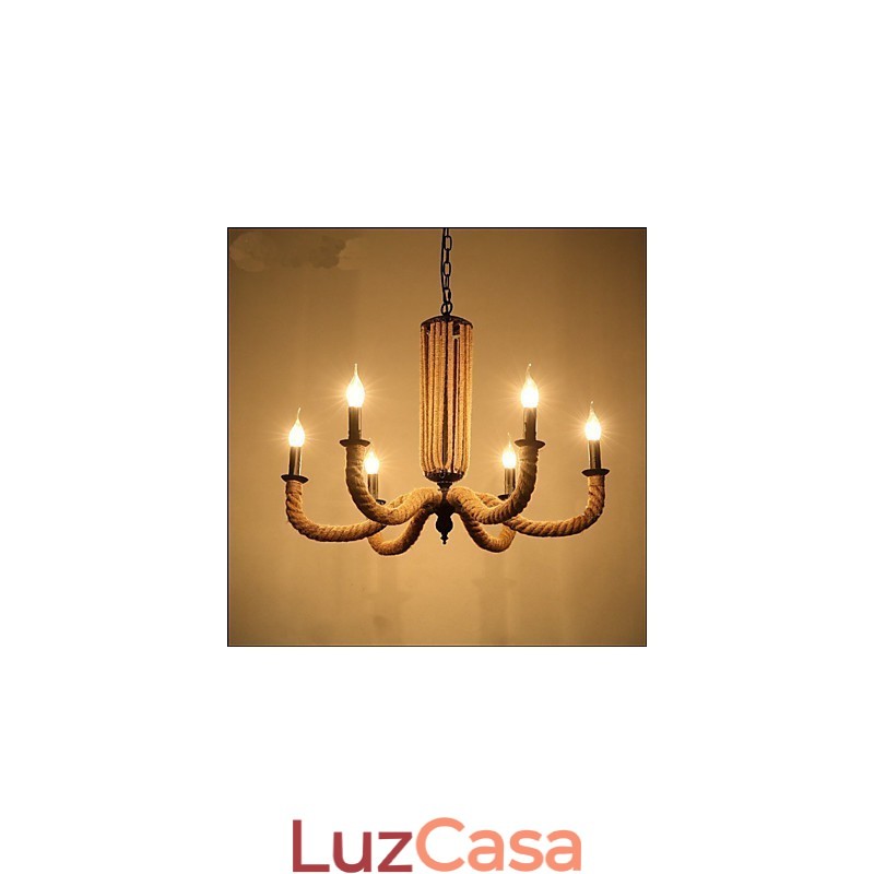 Lustre de corda retrô Lâmpada de ferro