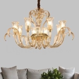 Lustre de vidro moderno e contemporâneo de 8 luzes com cúpula de vidro