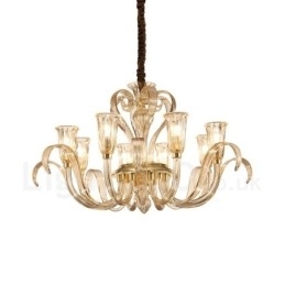 Lustre de vidro moderno e contemporâneo de 8 luzes com cúpula de vidro