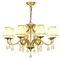 Lustre de cristal de aço rústico Lodge 8 luzes com cúpula de tecido