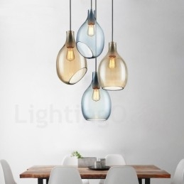 Luminária pendente de vidro moderna contemporânea com 1 luz e cúpula de vidro