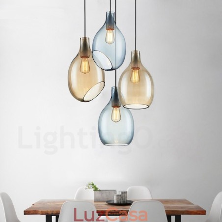 Luminária pendente de vidro moderna contemporânea com 1 luz e cúpula de vidro Luminária pendente de vidro moderna contemporânea com 1 luz e cúpula de vidro