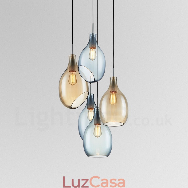 Luminária pendente de vidro moderna contemporânea com 1 luz e cúpula de vidro